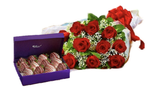 Double Dozen - Roses & Strawberries